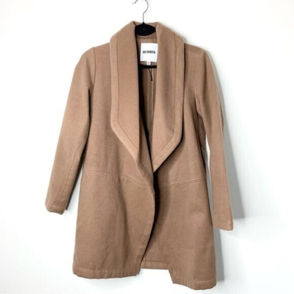 BB DAKOTA Felt Cute Might Cozy Coat Jacket Wrap Brown Camel Size XS - Picture 2 of 14